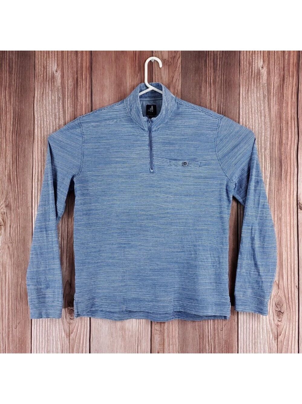 Johnnie-O Mens Size Medium Altman Indigo Striped 1/4 Zip Pullover JMKO3560